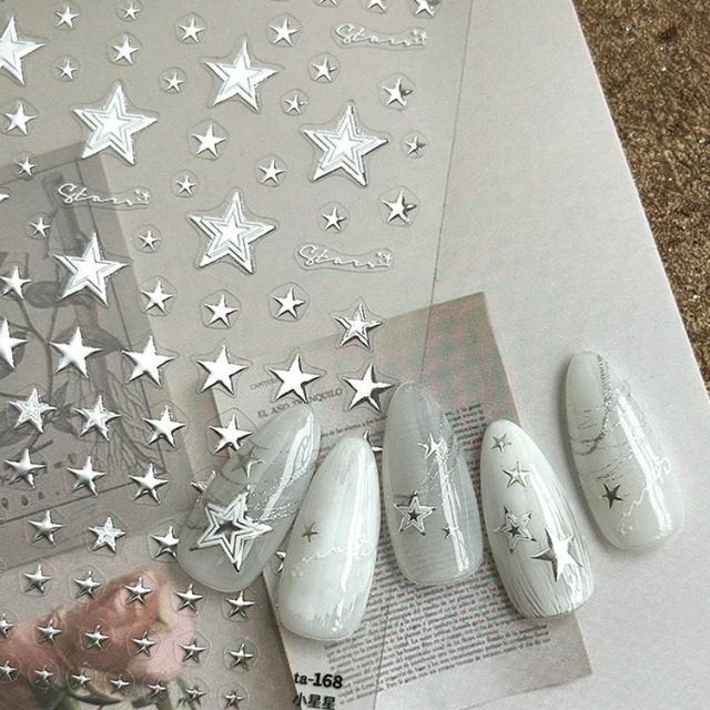 Black White Star 3D Nail Art Sticker Y2K Star Self-Adhesive Slider Letters  Nail Art Decorations Decals Manicure Accessories nail - AliExpress