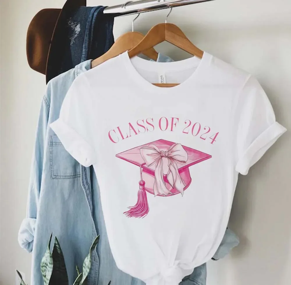 

Short Sleeved Fashionable Women's Pink Bow Printed Clothing Casual Trend Cute Clothing Women's T-Shirt Pattern Plus Size T-Shirt