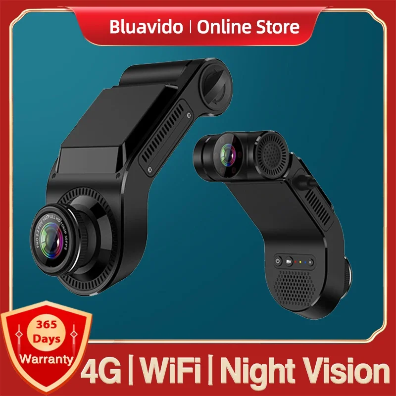 

Bluavido 4G Dash Cam Car Video Recorder Surveillance HD 720P Night Vision Front And Rear Dual Camera Recording 24H Remote View