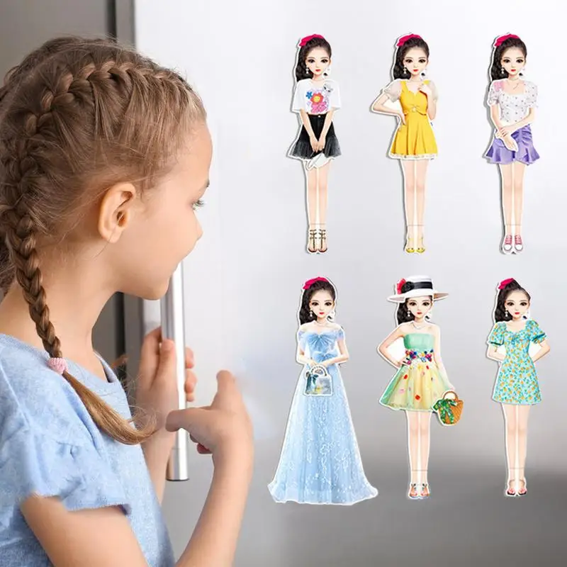 Magnetic Doll Dress Up Kits Magnetic Princess Paper Dolls Cutouts Pretend Play Outfit Magnet Clothes Puzzles Creative Fashion princess pretend toys,doll clothes set,princess doll