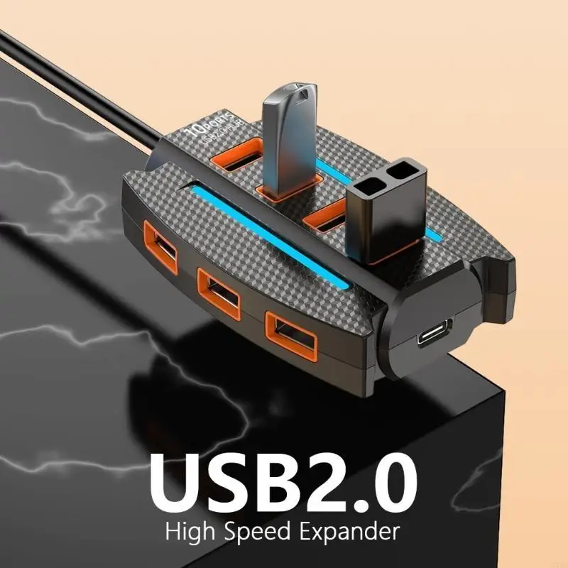 WXTA USB Docking Station 10 Port USB 2.0 Hub Expansion Dock Data Transfer Expander