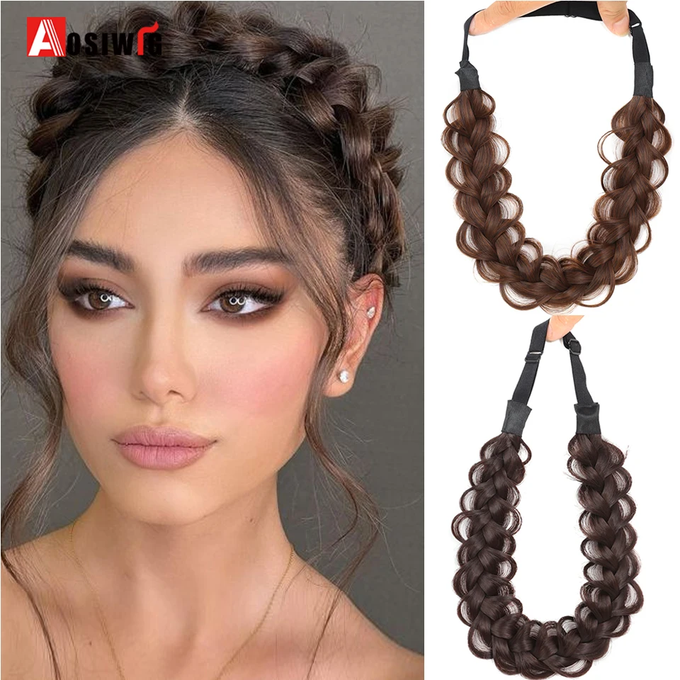 Women Girls Fashion Hair accessories Synthetic Wig Hair Bands Vintage Headband Braids HairBands Headwear Wig Accessories hair accessories