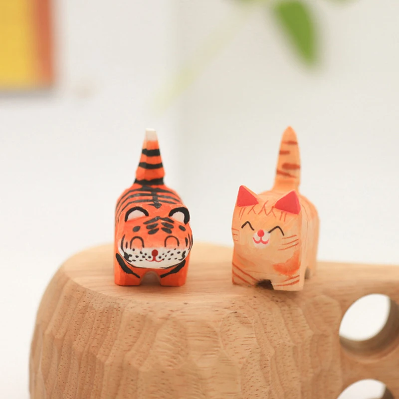 

Маленькое мультяшное животное настольное украшение поделки инновационные и практичные ручная резьба по дереву аксессуары для автомобиля