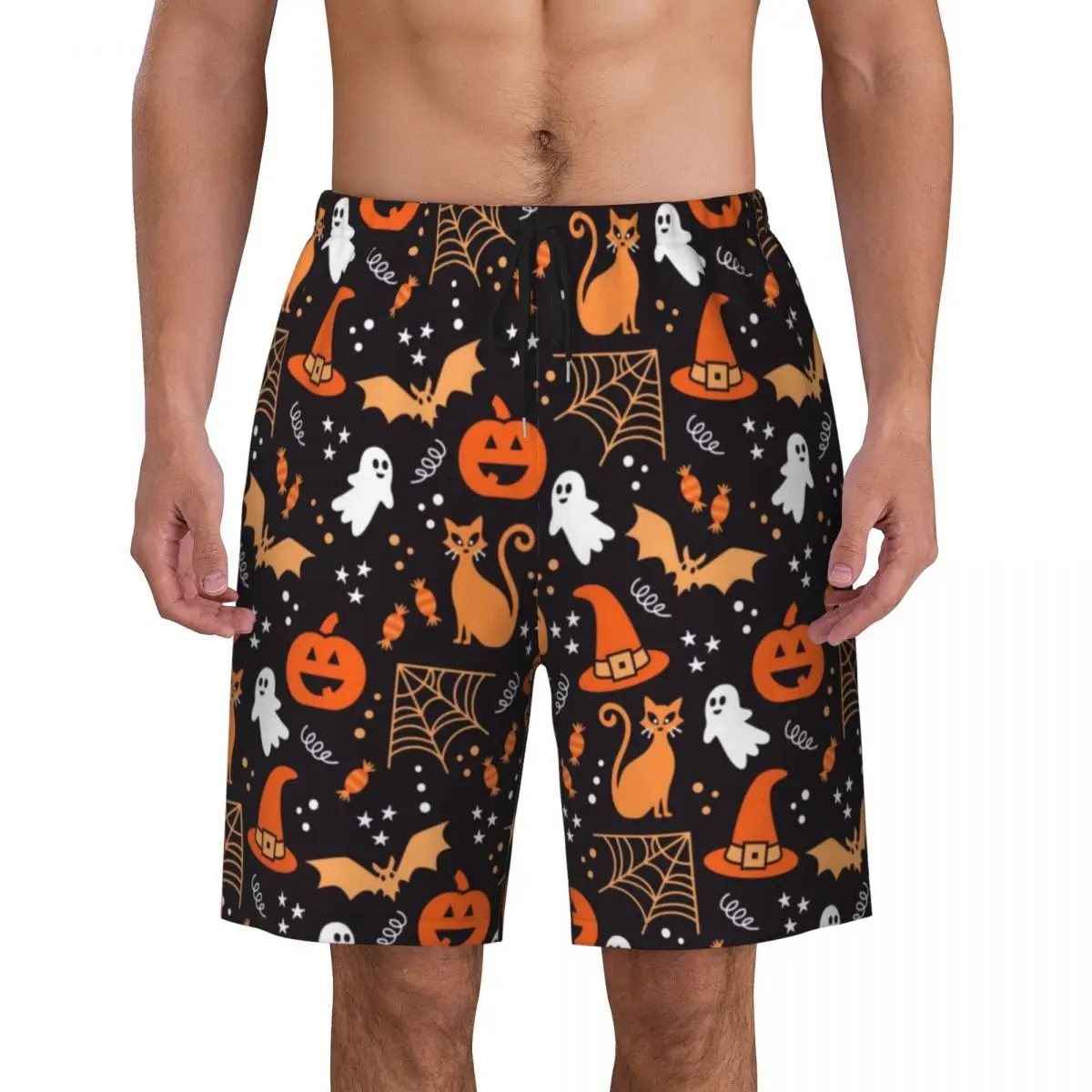 

Swimsuits Spooky Halloween Board Shorts Summer Skull And Pumpkins Y2K Funny Board Short Pants Man Design Sportswear Swim Trunks