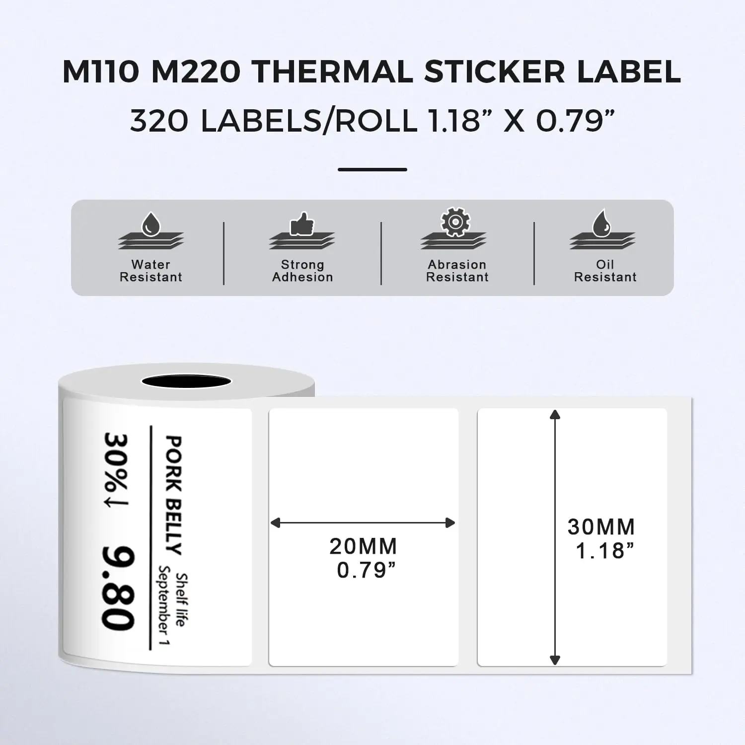 Phomemo M110/M200/M220 30x20mm Thermal Labels Waterproof Mini Stickers for Barcode, Jewelry Product Tags Home & Office Use