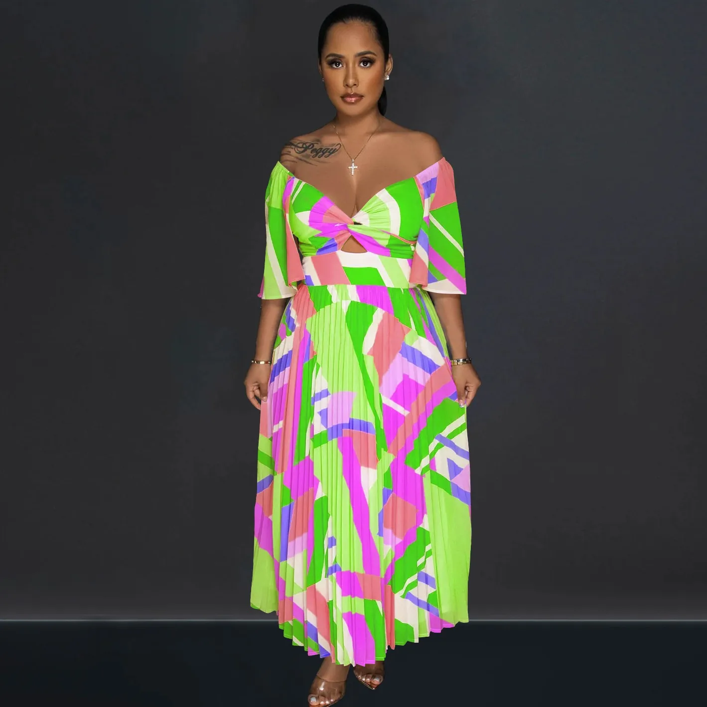 

2024 Spring Summer African Dresses For Women Plus Size Abaya Dashiki Ladies Traditional Africa Clothing Fairy Long Maxi Dress