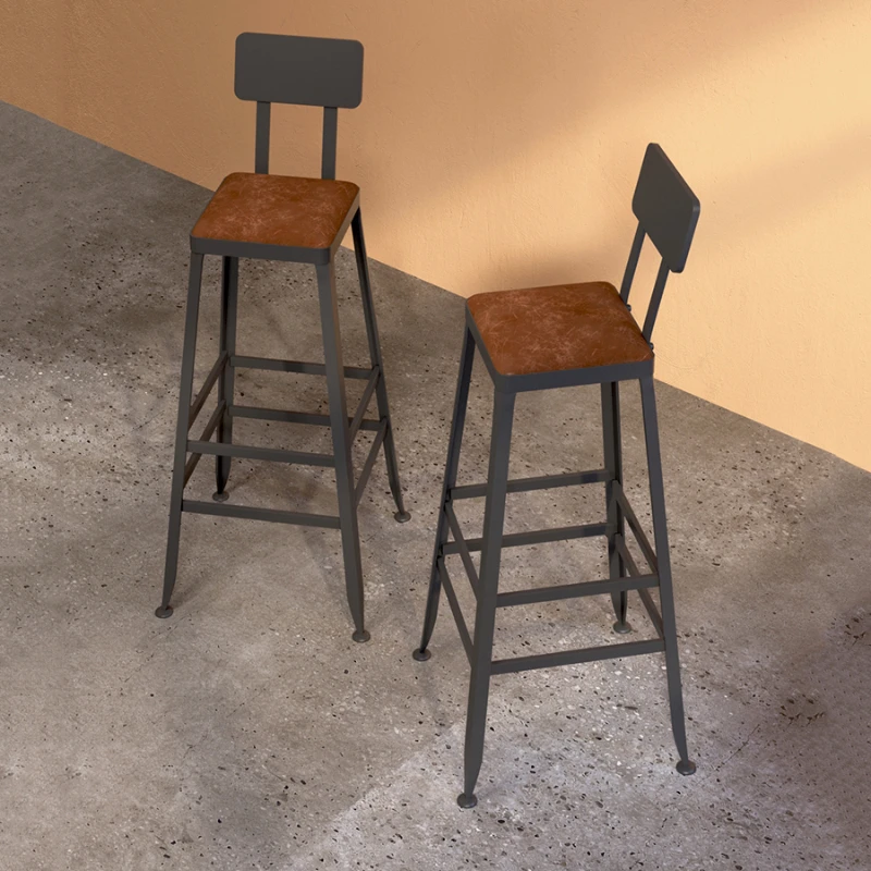 Unique Iron Bar Stools Modern Light Luxury Ergonomic Industrial Bar Chairs Backrest Nordic Relaxing Sillas De Home Furniture