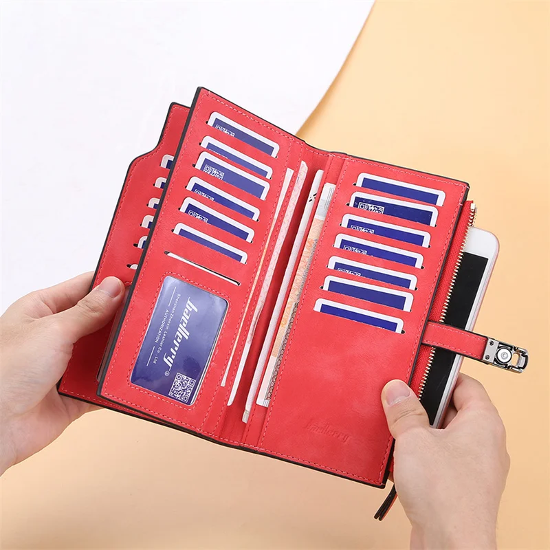 New Women Wallet Multifunctional Fashion PU Leather Long Wallets Multi-card Position Clutch Buckle Zipper Student Wallet 4