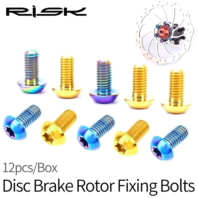 12pcs M5*10mm T25 Ti Disc Brake Rotor Bolts for MTB Bicycle Road Bike Titanium Torx Rotor Screw for Avid Sram Ultralight
