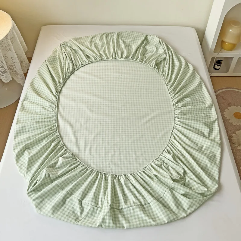 1PC Green Bed Sheet With Elastic Striped Fitted Sheet Skin-Friendly Brushed Bed Cover Queen/King Size постельное бельё набор 5