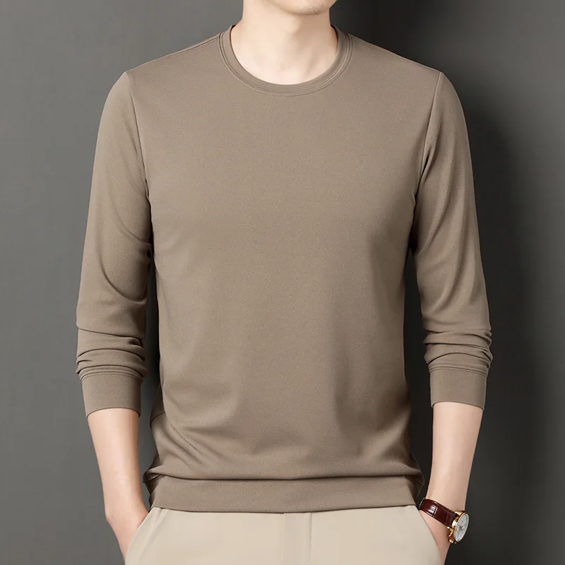 

Футболка мужская с круглым вырезом, однотонная Повседневная рубашка для самостоятельного выращивания, с длинным рукавом, в деловом стиле, весна-осень 2023