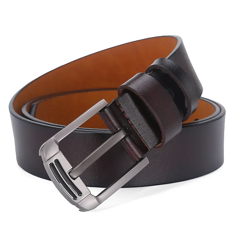 

Luxury Men's Belt for Foreign Trade Needle Buckle Cowhide Leather Belt Vintage Jeans Belt for Middle-aged and Young People