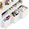 Toy Storage Cabinet with Movable Drawers, Floor Storage Organizer with Hidden Wheel & Large Open Bookhelf, Organizer Chest 4