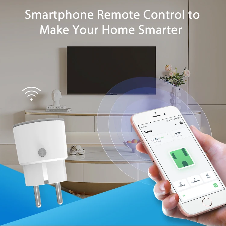 Matter Smart Plug with 16A Power Monitoring and WiFi Support for Homekit Alexa G