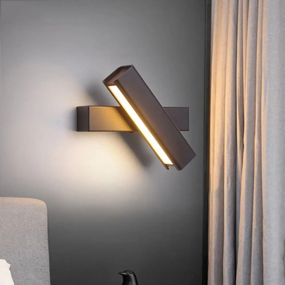 

350° Rotate LED Night Light Wall Lamps 3 Colors Modes Dimmable Headboard Book Lamp Warm White Simple Wall Sconce Mirror Front