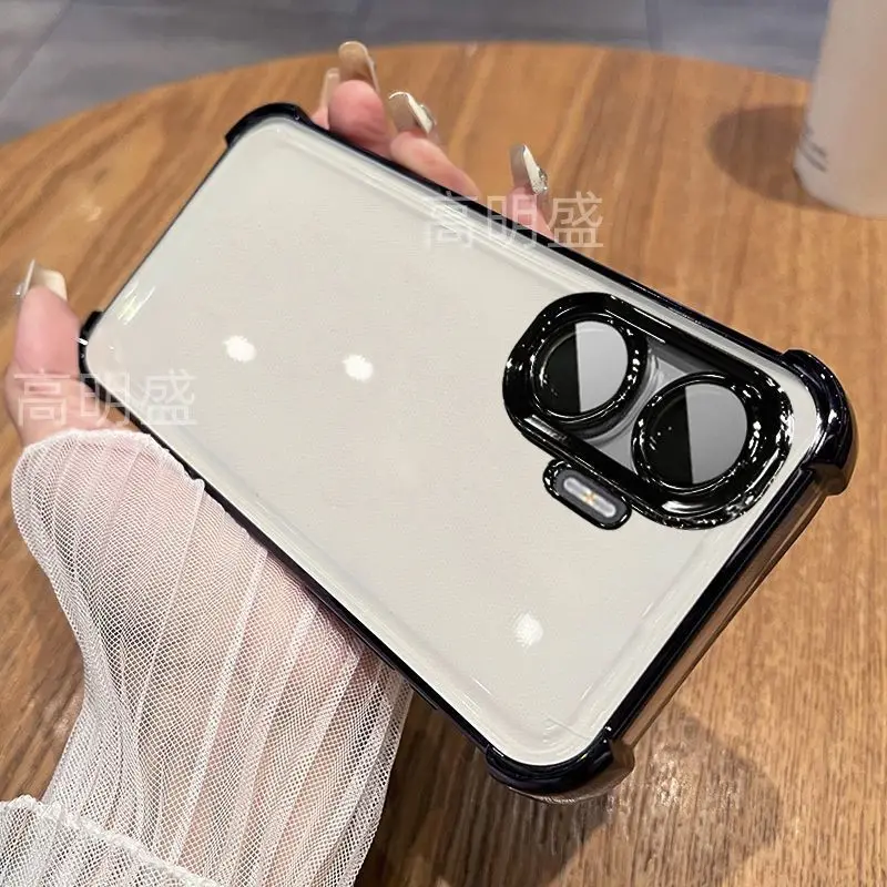 Luxury Airbag Transparent Electroplating TPU Shockproof Bumper Case