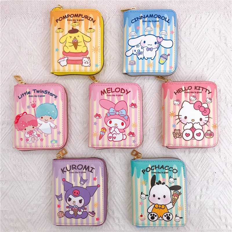 

Kawaii Hello Kitty Coin Purse Sanrio Anime Kuromi My Melody Cinnamoroll Cute Girly Heart Cartoon Wallets Toy for Girls