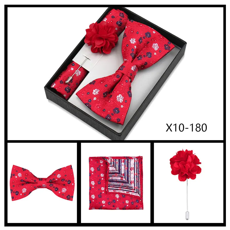 Herren-Fliege-Set: Modische Fliege, Blumenbrosche, Einstecktuch, Geschenkbox für Hochzeiten, Herren-Halsbrosche, Einstecktuch, Business-Krawatten-Accessoire – Detail 18