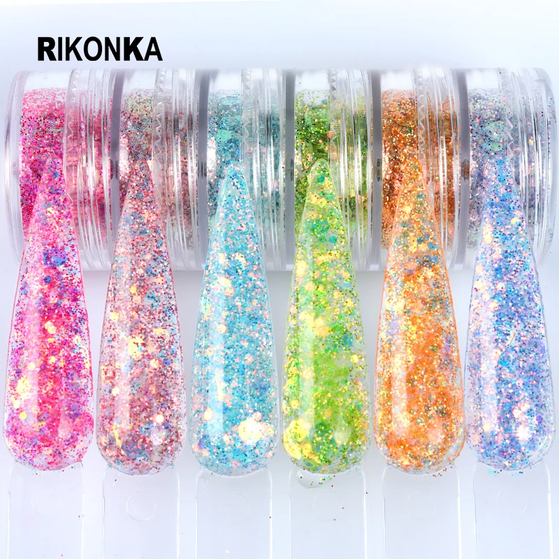 15g Glitter Acrylic Powder For Nails Extended Builder Sparkling Dip Powder  Mermaid Hexagons Chunky Glitter Nail Art Pigment Dust