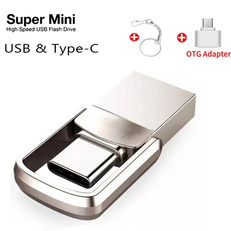 

32GB-2TB Mini Type C Ultra Dual USB Flash Drives USB 3.0 & Type C Memory Stick Pendrive 2 IN 1 Thumb Pen Drive USB Flash Drive