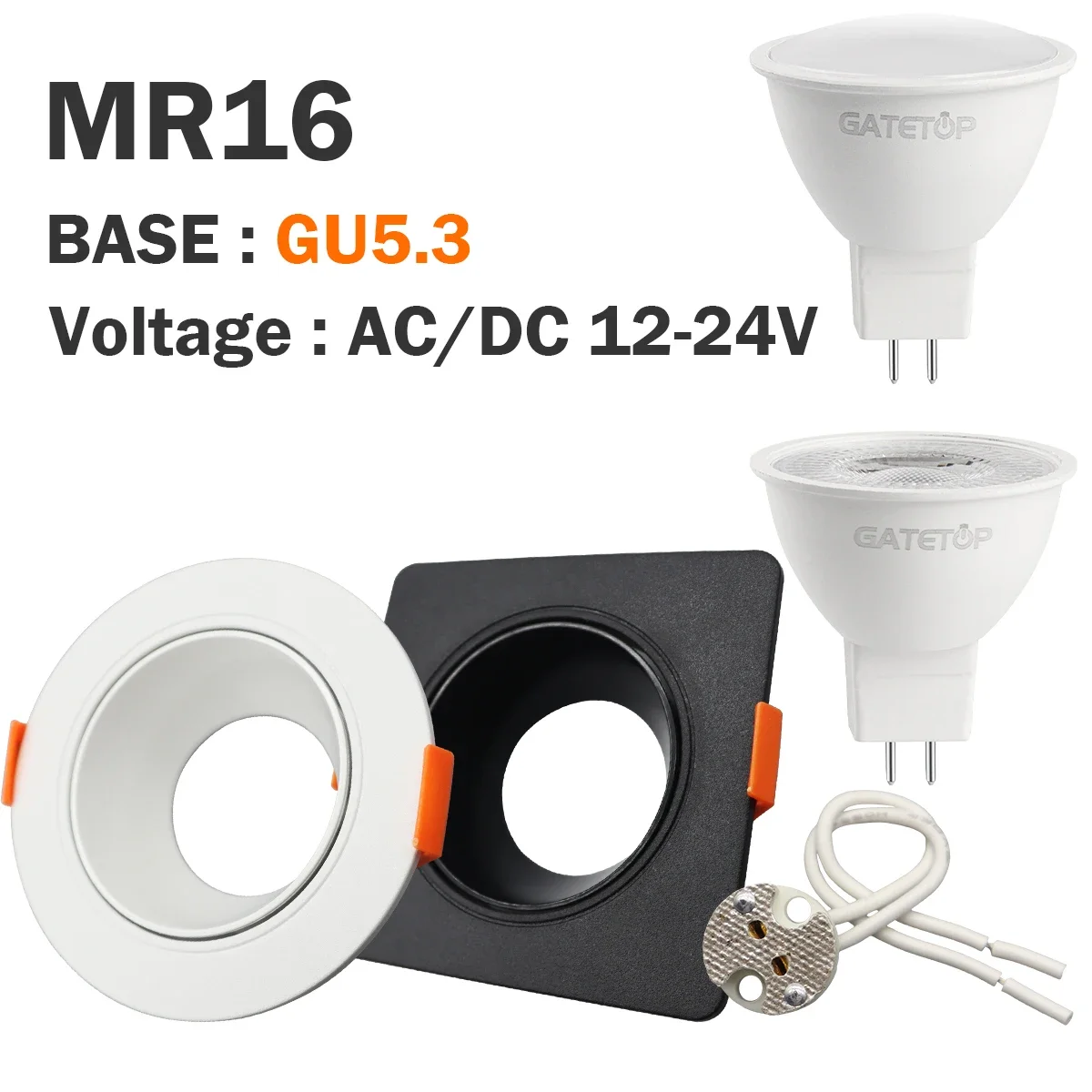 1-10pcs Hight Lumen MR16 Ceiling Spotlights 6W LED Downlight AC/DC 12V 24V Warm light Angle Adjustable Rotating Indoor Lighting