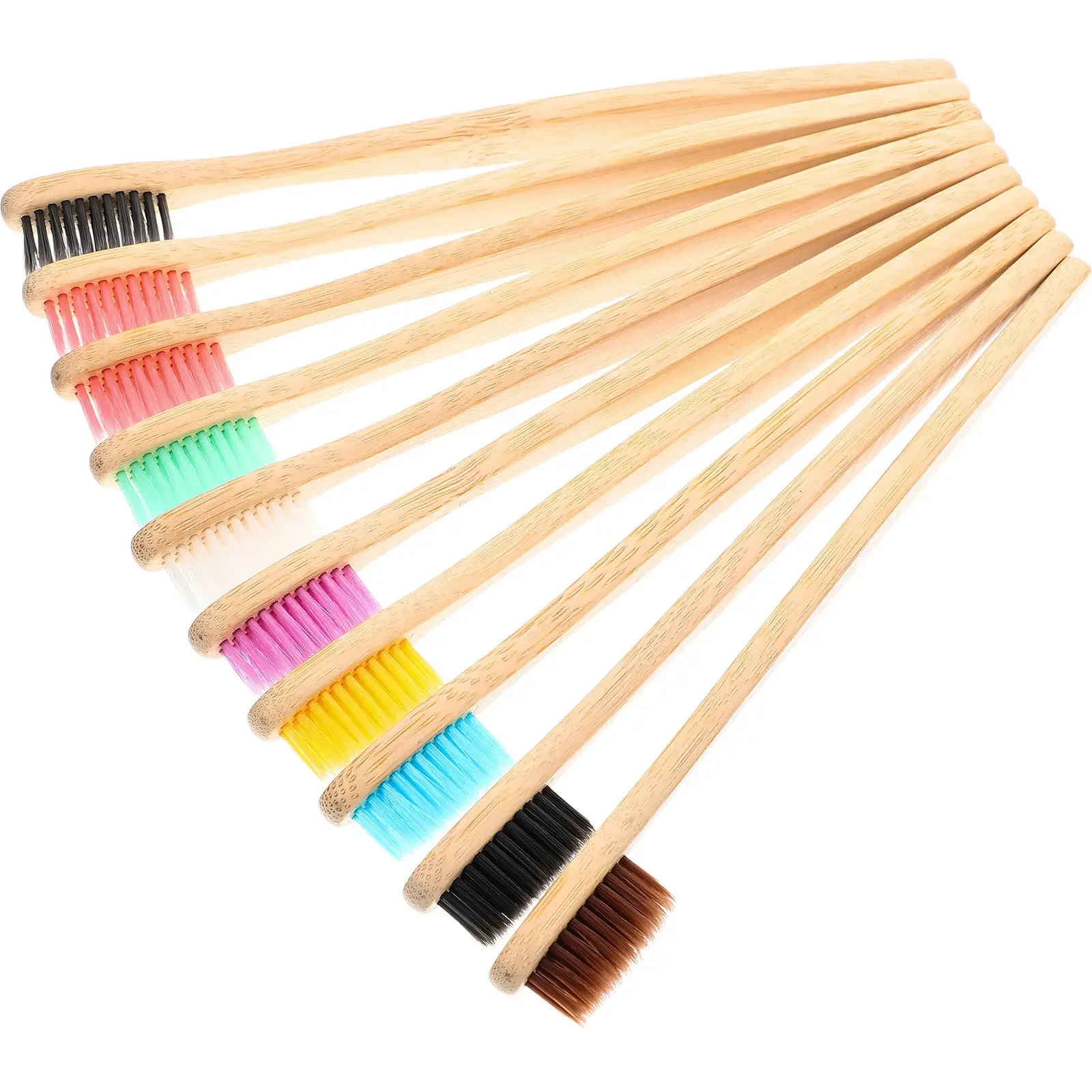 10Pcs 대나무 탄소 섬유 칫솔 나무 손잡이 부드러운 강모 구강 청소 도구 여행..