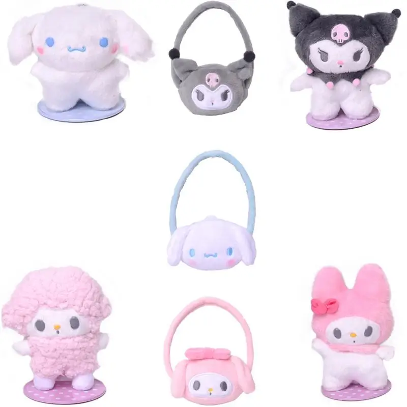 

Kawaii Sanrio Plush Toy Mymelody Kuromi Cinnamoroll Accessories Cute Beauty Pendant Magnet Standing Doll Toys for Girls Gift