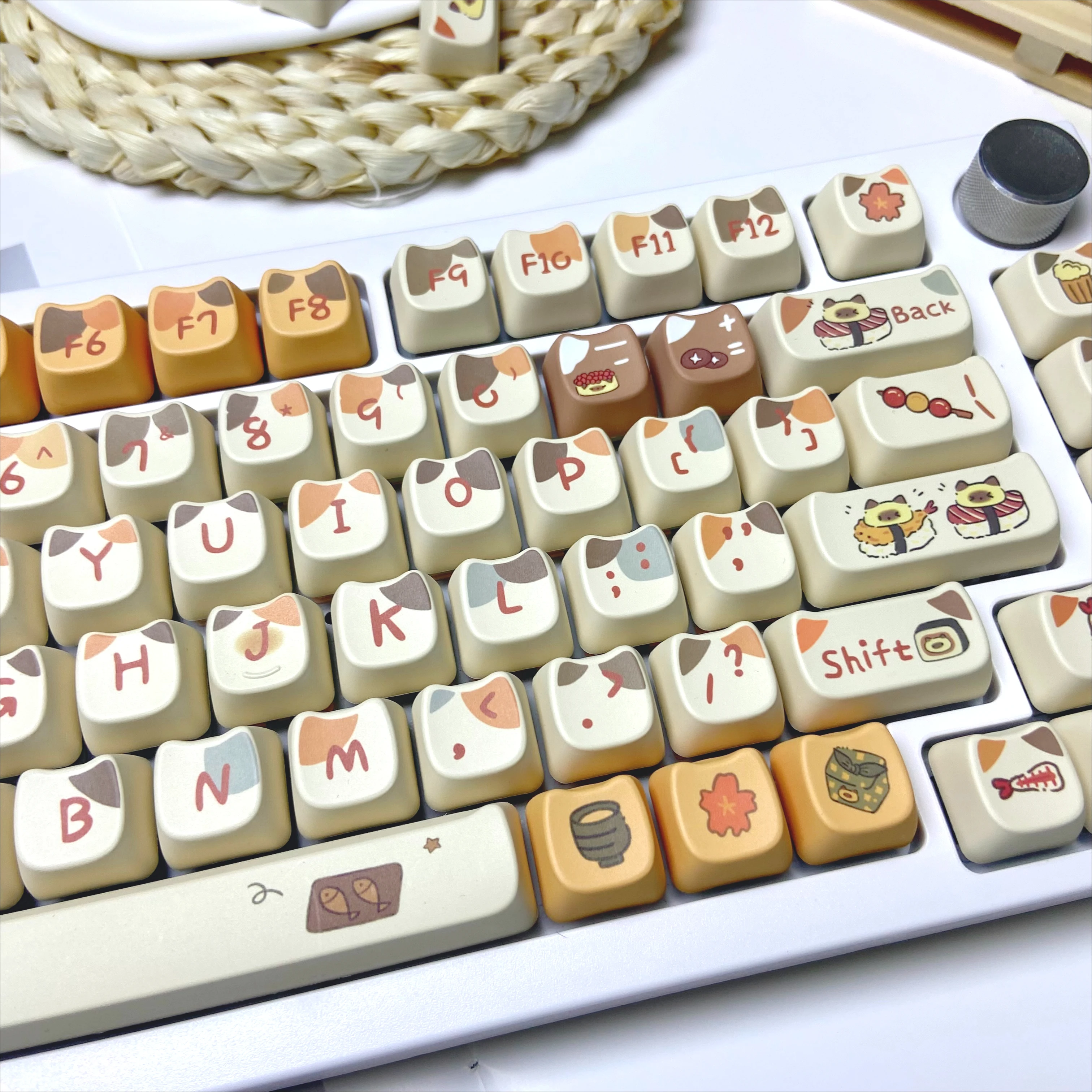 Cute Cat Shape Keycaps for Mechanical Keyboard MAO Profile Key Caps for ...