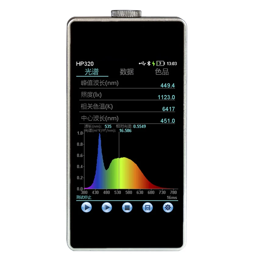 

Портативный спектрометр HP320/HP330, измеритель спектральной освещенности, измеритель цветовой температуры, ручной спектральный анализатор 380-780 нм
