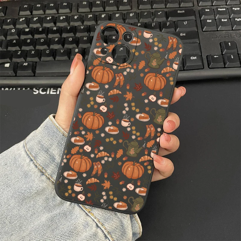 Autumn Leaf Pattern Graphic Silicone Phone Case Cover