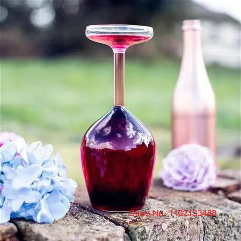 Drinking glasses set Creative Upside Down Goblet Wine Cup Funny Party Glassware Wedding Flutes High Borosilicate Glass Inverted Wineglass