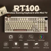RT100 Mechanical Keyboard, Retro Gaming Keyboard, with Display Screen, BT5.0/2.4G/USB-C 97 Keys Gasket Custom Keyboard 1