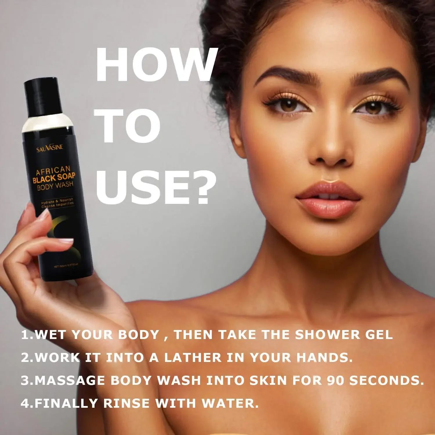 Shea Butter African Black Soap Soothing Body Wash for Acne Treatment African Black Soap Paraben Free Body Wash For Women Men