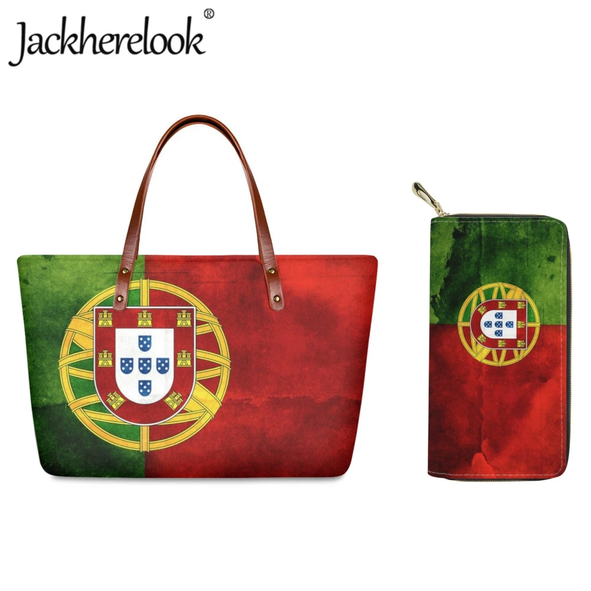 

Jackherelook Portugal Flag Printing Women's Tote Bag Fashion Retro Handbags Large Capacity Soft Female Shopping Bag Customized