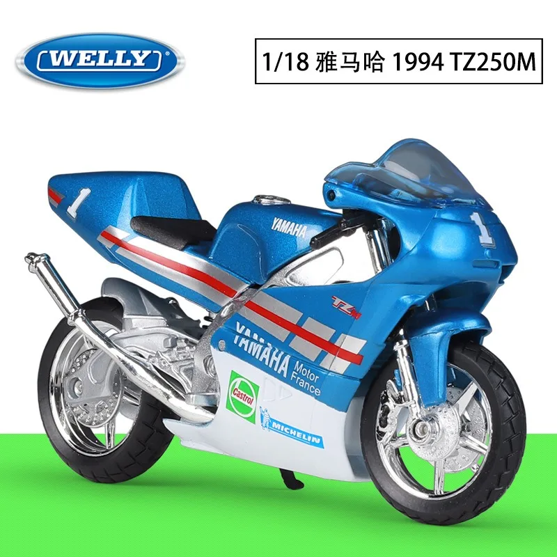 

Модель мотоцикла WELLY 1:18 1994 YAMAHA TZ250M, игрушки из искусственного сплава, готовая модель мотоцикла, коллекционные украшения для мальчиков, хобби