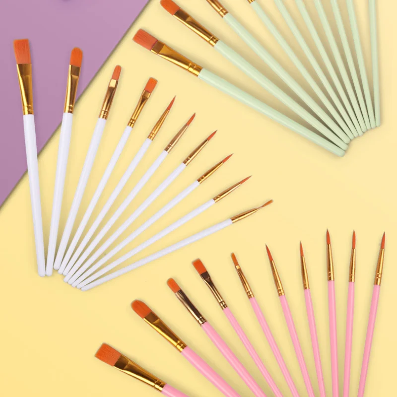 Professional Paint Brush Set - 10 Synthetic Nylon Brushes for Acrylic, Oil and Watercolor Painting 6