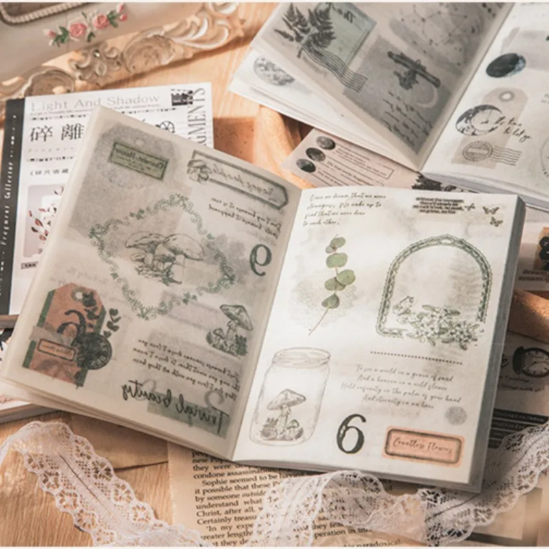 

Vintage Phase Moon Butterfly Plant Film Sticker Book Decorative Washi Sticker Material Scrapbooking Label Diary Stationery Album