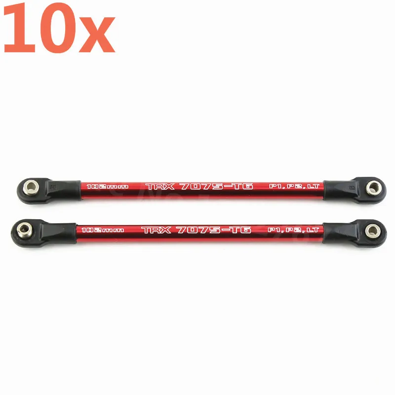 8pcs Metal Push Rod Toe Links Turnbuckle Set For 1/10 Traxxas E-Revo 2.0 & Summit RC Cars - Red 7075 Aluminum