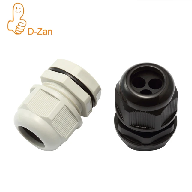 3 Holes White Nylon Cable Gland Multi-hole Rubber Insert Plastic Cable Gland IP68 PG9