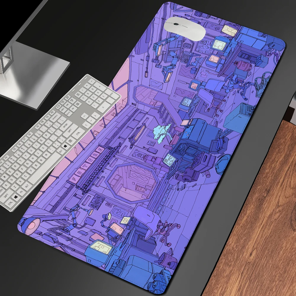 Kawaii Cat Mouse Pad Tapete de Mesa Bonito Tapete Gamer Japão Grandes Mesas de Computador Acessórios Laptop Gaming Mats Preto - Imagem 2
