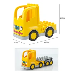 Large Urban Traffic Building Block Set - Assembled Toy Vehicles Collection (Yellow truck)
