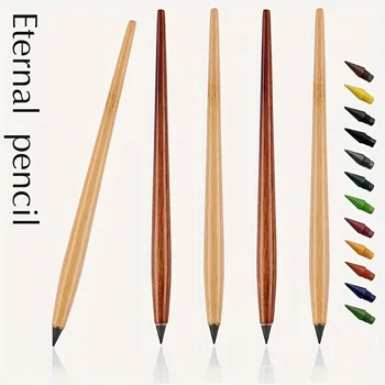 13Pcs/set Everlasting Pencil Unlimited Writing Solid Wooden Pencil HB Replacement Set Student Drawing Art Pencil School Supplies