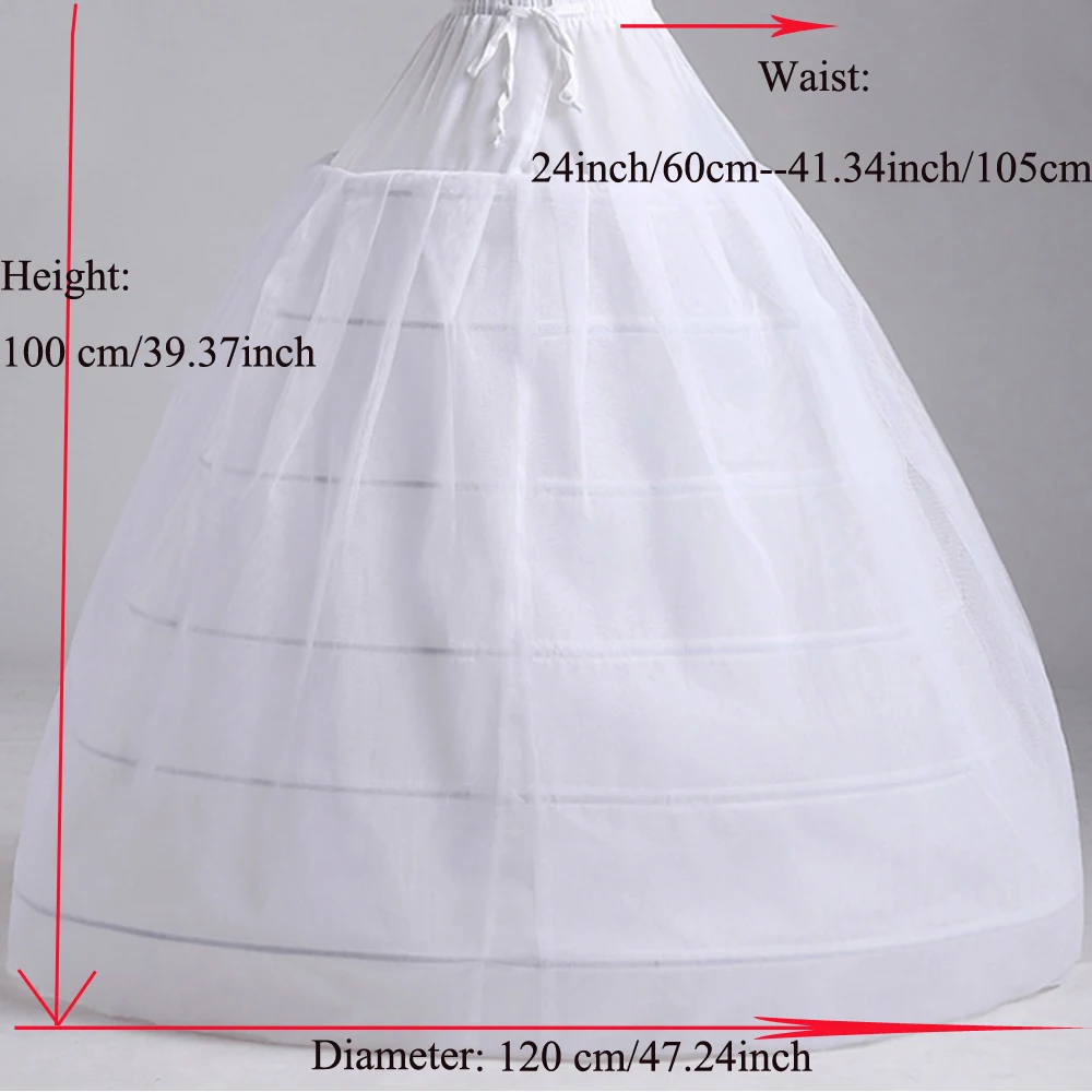New Arrival White Black 6 Hoops Petticoats For Ball Gown Wedding Dress Crinoline Underskirt Underwear Wedding Accessories