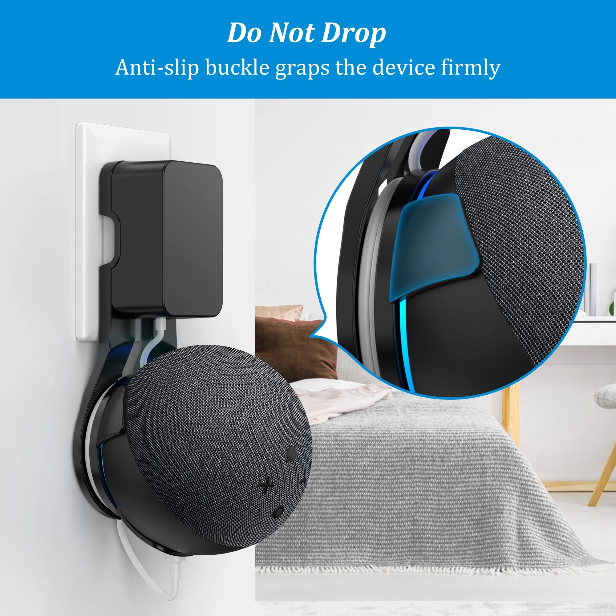 SPORTLINK Outlet Wall Mount Bracket for Alexa Echo Dot 4th 5th Generation Space Saving Speaker Holder Built-in Cable Management