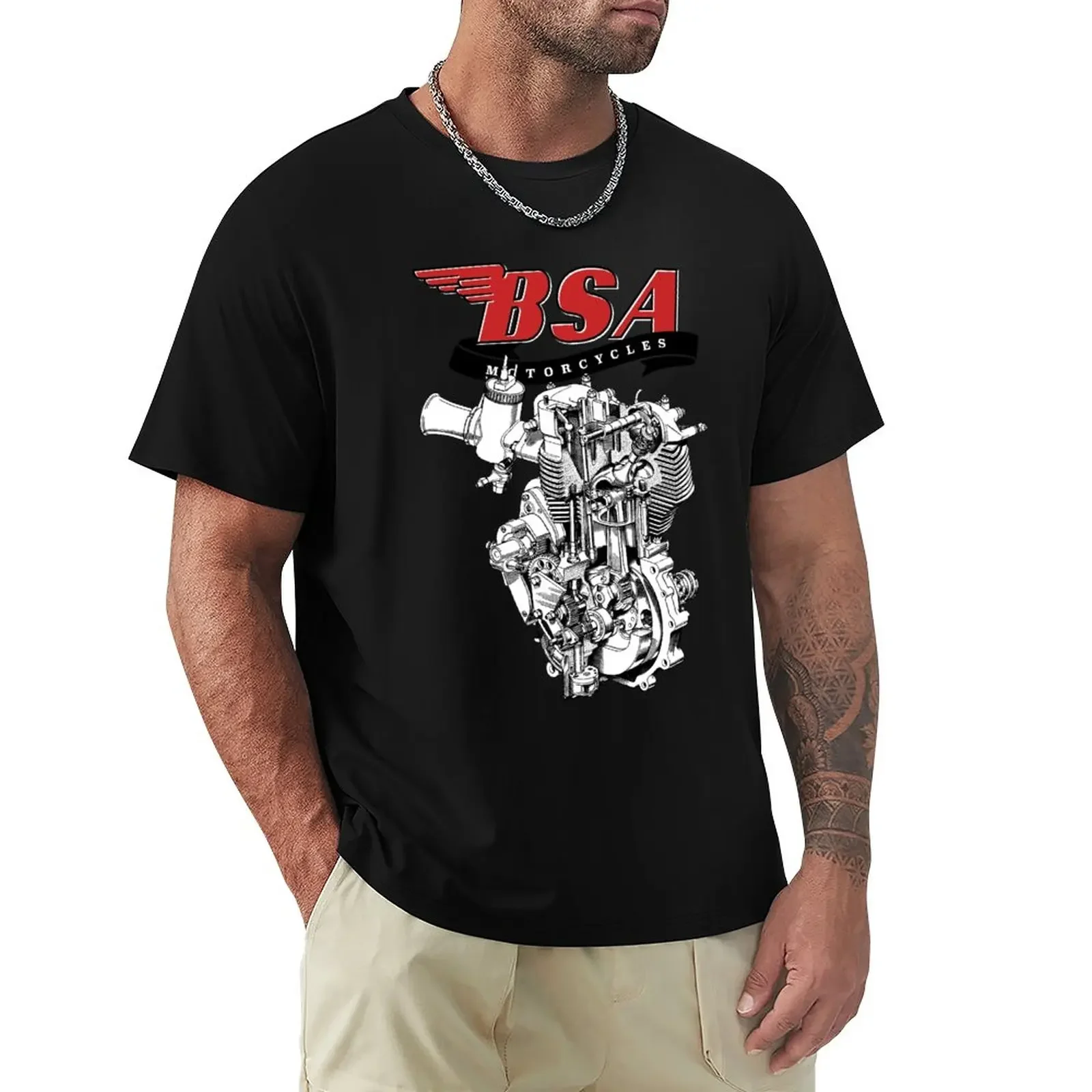 British Classic Motorcycle - Bsa Goldstar Engine T-Shirt Top Vestiti Carini Per Uomo