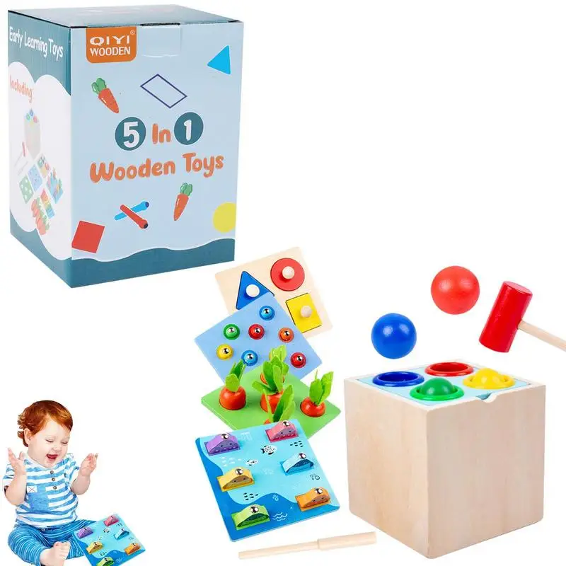 

Montessori Learning Toys 5 In 1 Recognition Color Shape Toys Game Portable Educational Learning Fine Motor Skills Toys For Kids