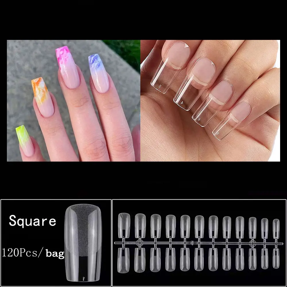 Fake Nails Press on Nails 120pcs/Bag Coffin Nail Tips clear Full Cover Artificial Press on Long Ballerina