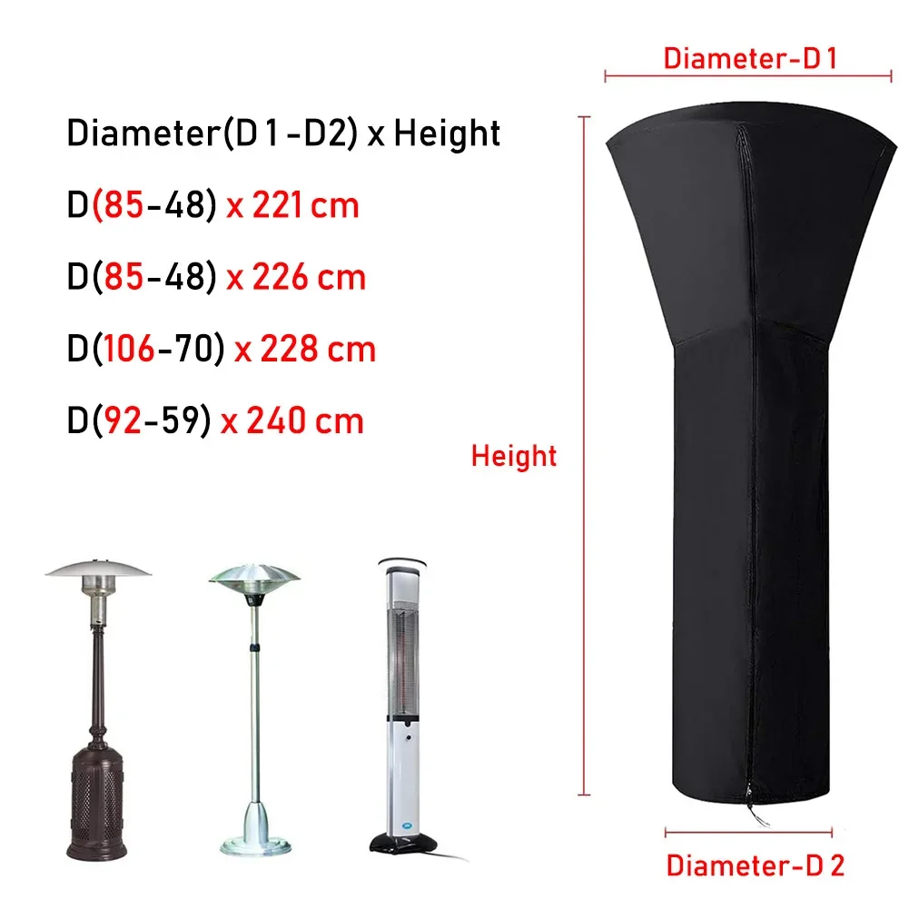 210D Oxford Cloth Fan Heater Cover Black Umbrella Garden Patio Waterproof Air Energy Heater Cover 3