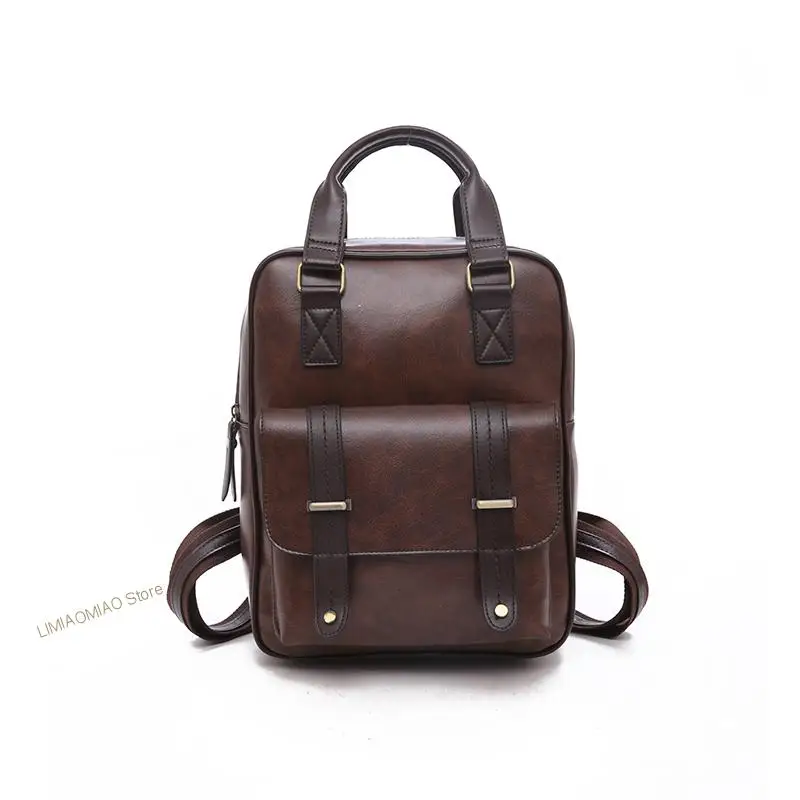 2022 Vintage Backpack PU Backpacks Fashion Leather School Backpack Bags for Teengers Girls Large Capacity Mochila Shoulder Bags
