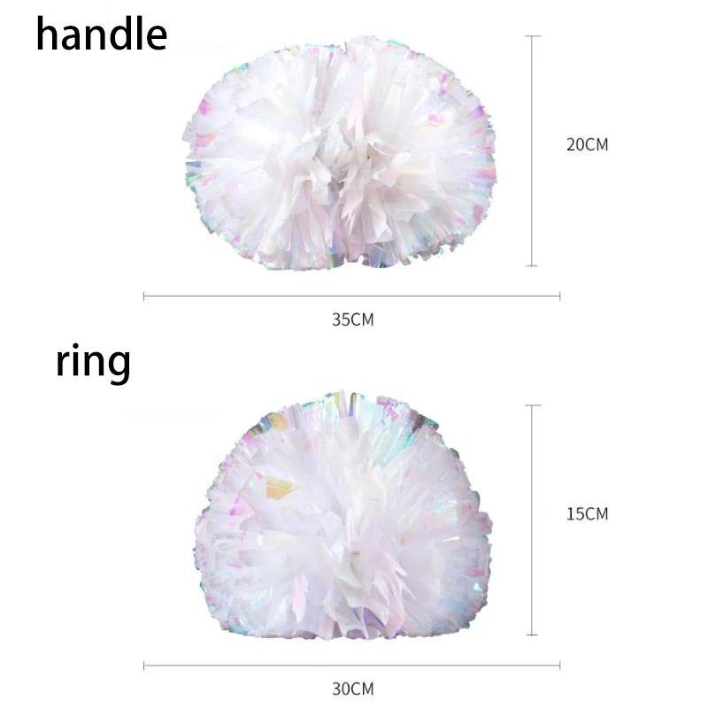 1PC Cheerleading Pom Poms Plastic Handle Metallic Shine Streamer Ball Cheering Dance Decorator Club Sport Supply